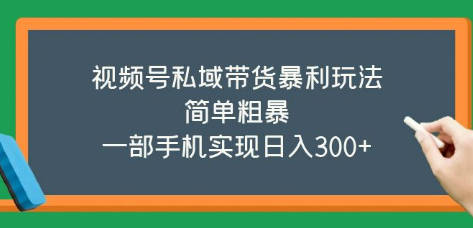 视频号私域带货暴利玩法，简单粗暴，一部手机实现日入300+