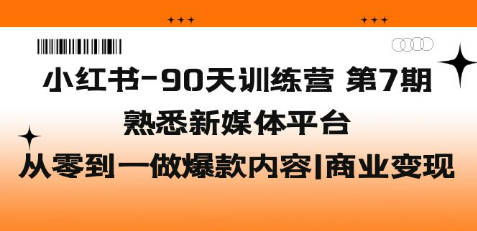 小红书-90天训练营-第7期，熟悉新媒体平台|从零到一做爆款内容|商业变现