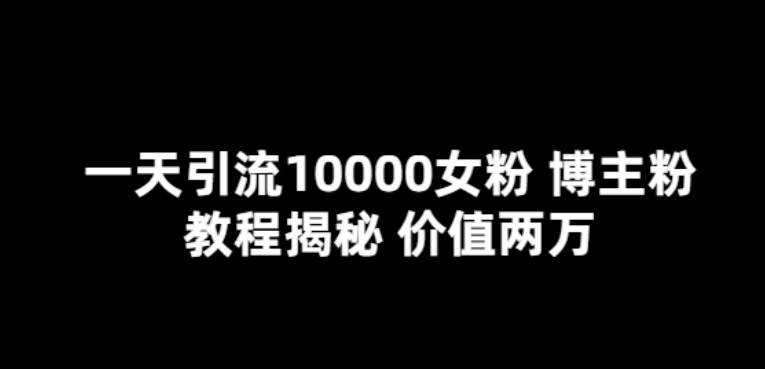 一天引流10000女粉，博主粉教程揭秘（价值两万）