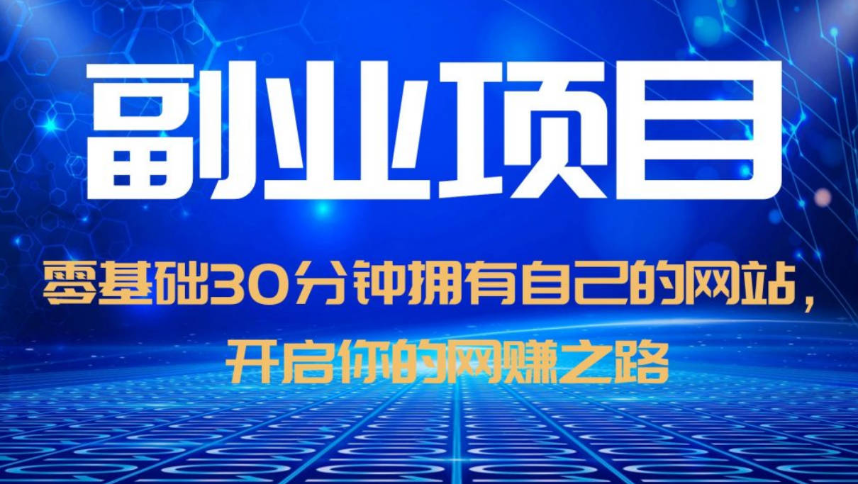 零基础30分钟拥有自己的网站，日赚1000+，开启你的网赚之路（教程+源码）