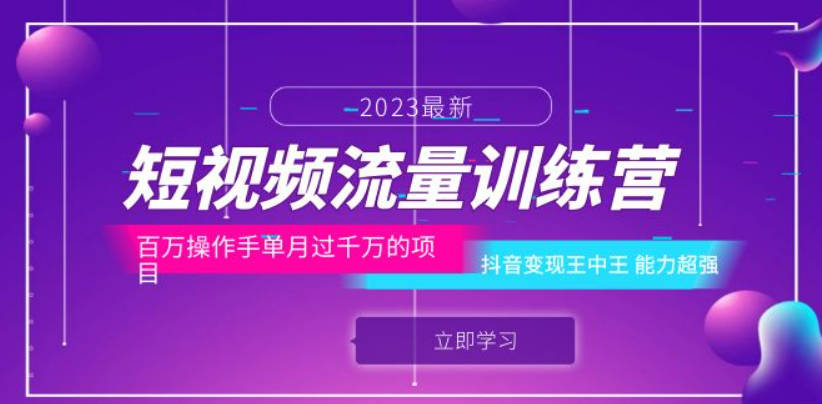 短视频流量训练营：百万操作手单月过千万的项目：抖音变现王中王 能力超强