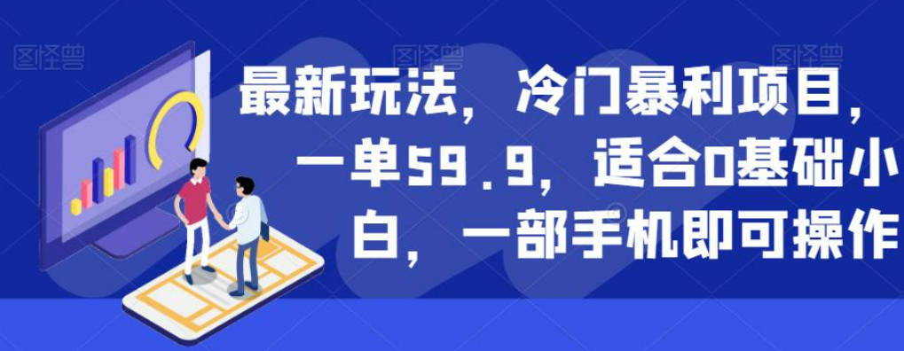 最新玩法，冷门暴利项目，一单59.9，适合0基础小白，一部手机即可操作【揭秘】