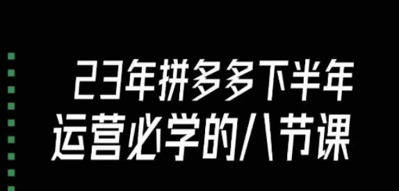 大牙·23年下半年拼多多运营必学的八节课（18节完整）