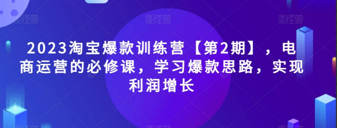 2023淘宝爆款训练营【第2期】，电商运营的必修课，学习爆款思路，实现利润增长