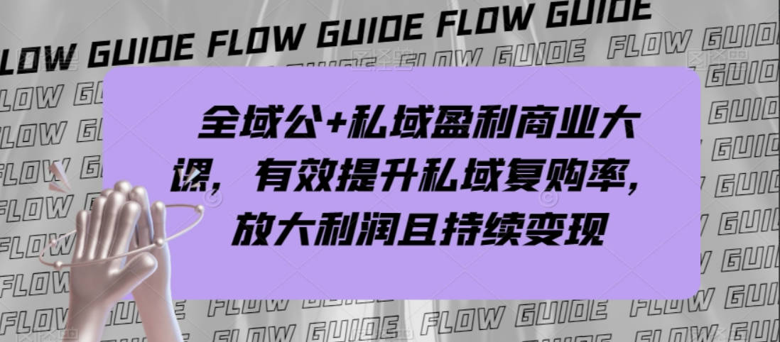 全域公+私域盈利商业大课，有效提升私域复购率，放大利润且持续变现