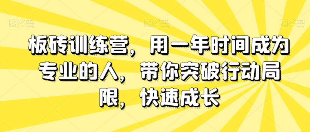 板砖训练营，用一年时间成为专业的人，带你突破行动局限，快速成长