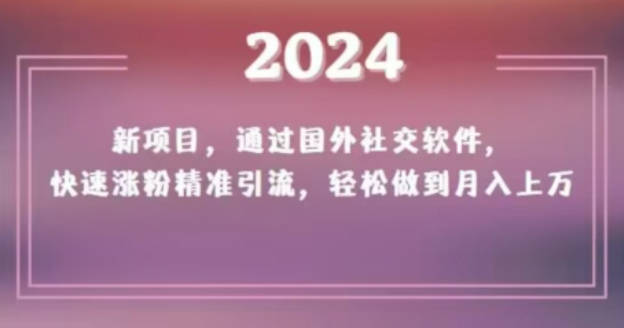 2024新项目，通过国外社交软件，快速涨粉精准引流，轻松做到月入上万【揭秘】