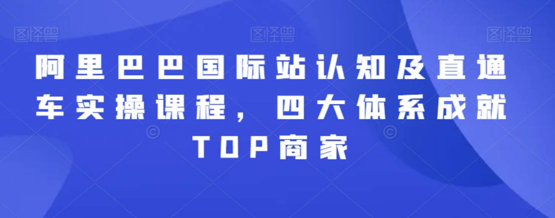 阿里巴巴国际站认知及直通车实操课程，四大体系成就TOP商家