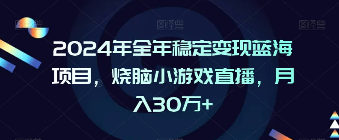 2024年全年稳定变现蓝海项目，烧脑小游戏直播，月入30万+【揭秘】