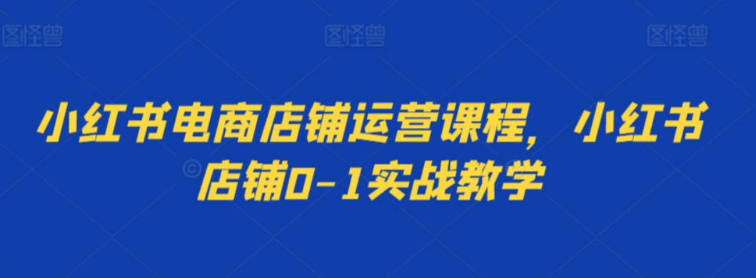 小红书电商店铺运营课程，小红书店铺0-1实战教学