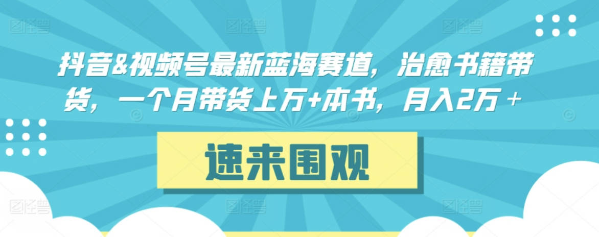 抖音&视频号最新蓝海赛道，治愈书籍带货，一个月带货上万+本书，月入2万＋【揭秘】