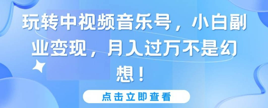 玩转中视频音乐号，小白副业变现，月入过万不是幻想【揭秘】