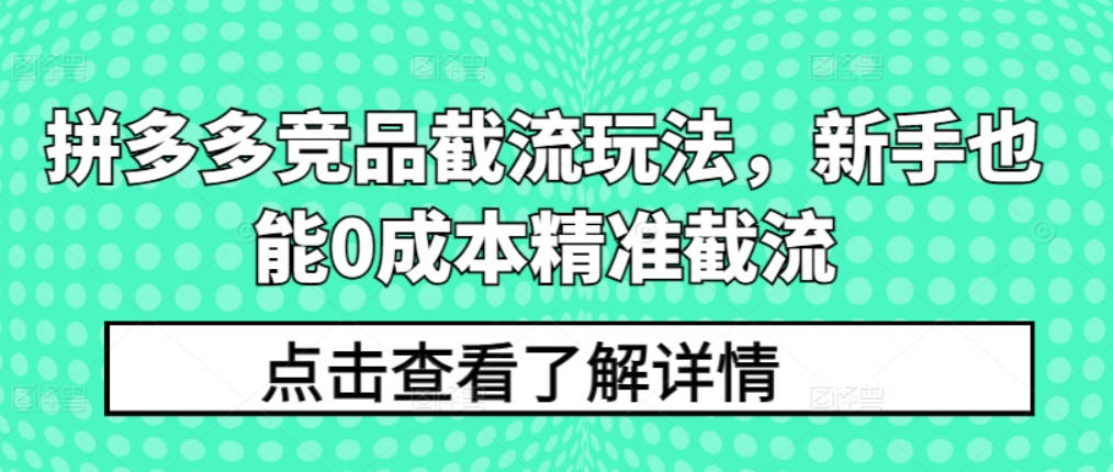 叮当会拼多多第36期：拼多多竞品截流玩法，新手也能0成本精准截流