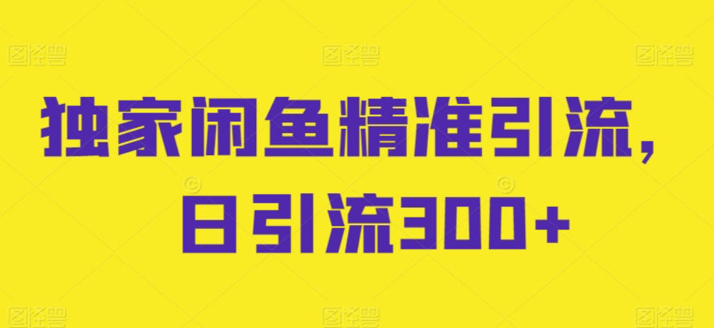 独家闲鱼精准引流，日引流300+【项目拆解】