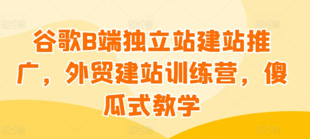 谷歌B端独立站建站推广，外贸建站训练营，傻瓜式教学