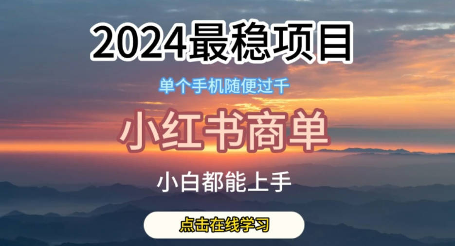 2024最稳蓝海项目，小红书商单项目，没有之一