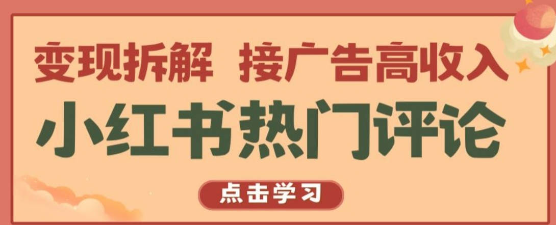 小红书热门评论，变现拆解，接广告高收入【项目拆解 】