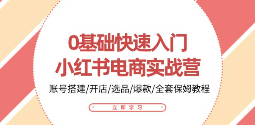 0基础快速入门-小红书电商实战营：账号搭建/开店/选品/爆款/全套保姆教程