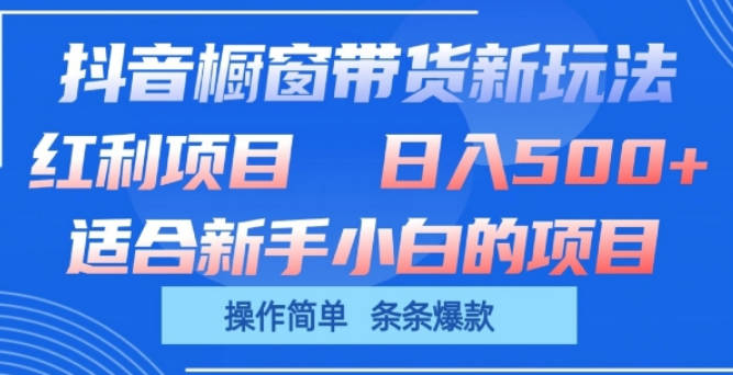 抖音橱窗带货新玩法，单日收益几张，操作简单，条条爆款【项目拆解】