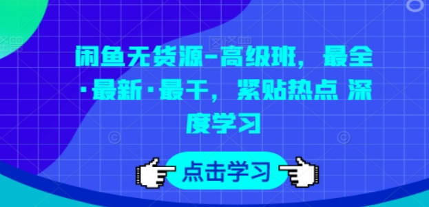 闲鱼无货源高级班，最全·最新·最干，紧贴热点 深度学习