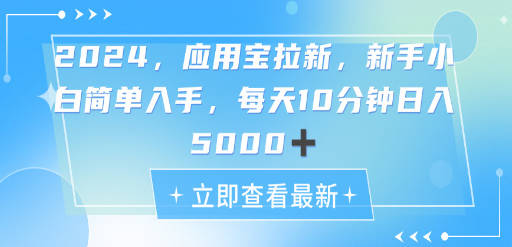 2024应用宝拉新，真正的蓝海项目，每天动动手指，日入5000+