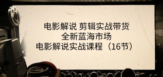 电影解说 剪辑实战带货全新蓝海市场，电影解说实战课程