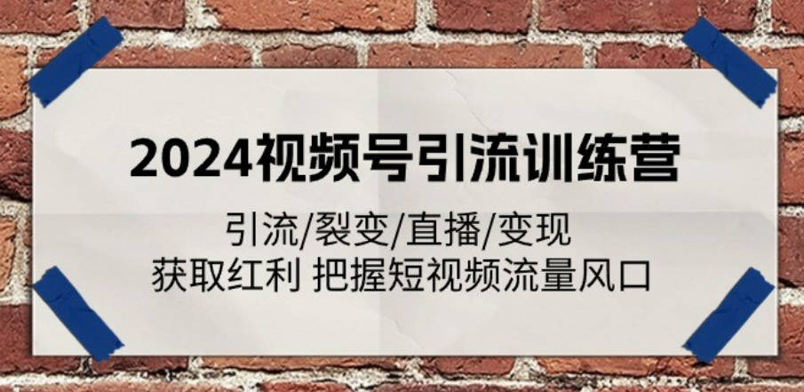 2024视频号引流训练营：引流/裂变/直播/变现 获取红利 把握短视频流量风口