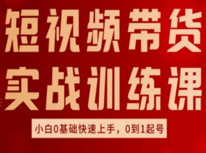 短视频带货实战训练课，好物分享实操，小白0基础快速上手，0到1起号