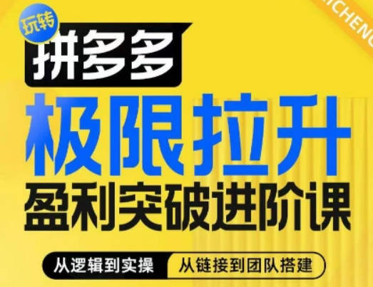 拼多多极限拉升盈利突破进阶课，从算法到玩法，从玩法到团队搭建，体系化系统性帮助商家实现利润提升