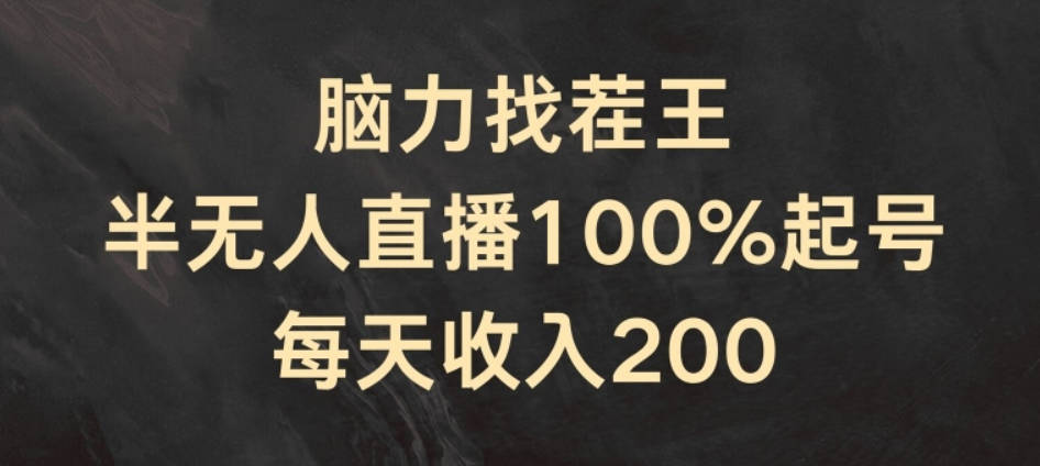 脑力找茬王，半无人直播100%起号，每天收入200+【项目拆解】