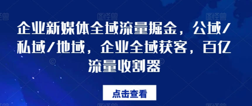 企业新媒体全域流量掘金，公域/私域/地域，企业全域获客，百亿流量收割器