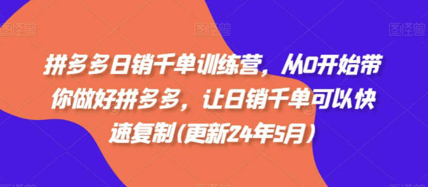 拼多多日销千单训练营，从0开始带你做好拼多多，让日销千单可以快速复制(更新24年8月)