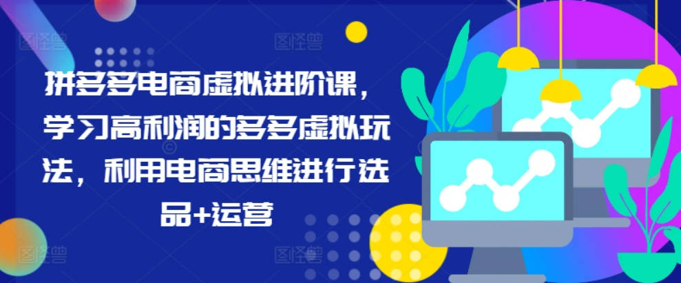 拼多多电商虚拟进阶课，学习高利润的多多虚拟玩法，利用电商思维进行选品+运营