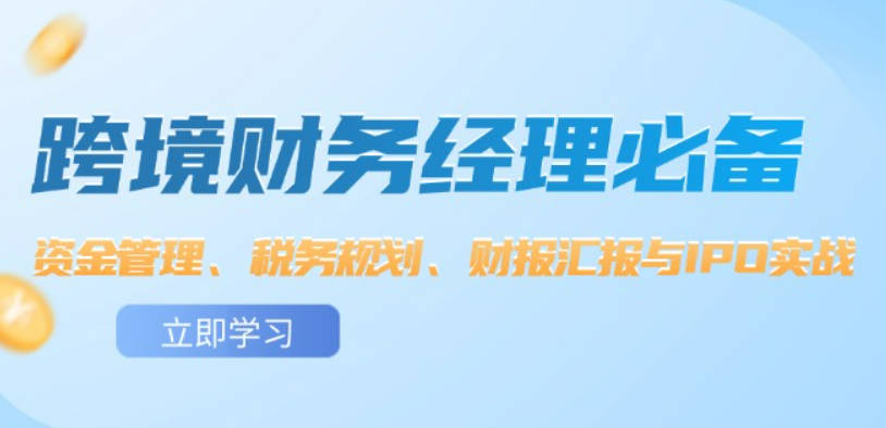 跨境财务经理必备：资金管理、税务规划、财报汇报与IPO实战