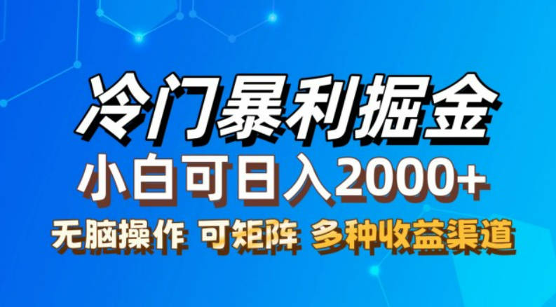 冷门蓝海项目，天涯神贴暴力掘金，小白可轻松上手【项目拆解】