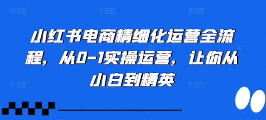 小红书电商精细化运营全流程，从0-1实操运营，让你从小白到精英