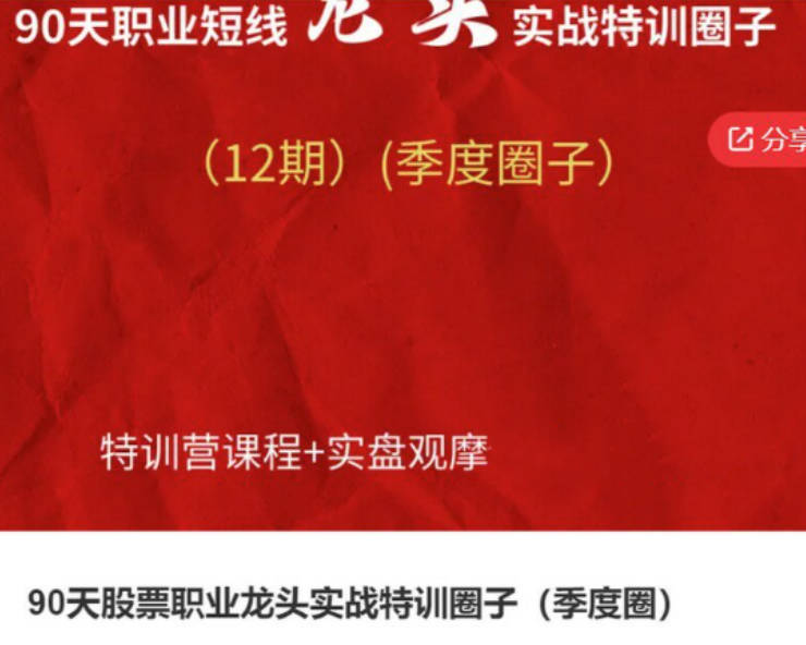 90天股票职业龙头实战特训圈子（季度圈）