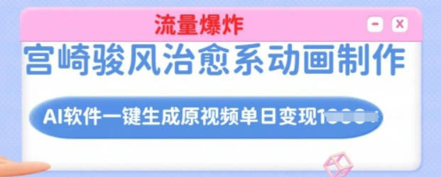 宫崎骏风治愈系动画制作，AI软件一键生成原创视频流量爆炸，单日变现多张，详细实操流程【揭秘】