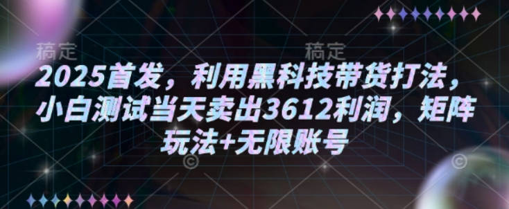 2025首发，利用黑科技带货打法，小白测试当天卖出3612利润，矩阵玩法+无限账号【揭秘】