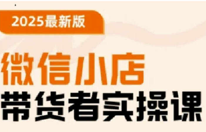 陈奶爸老师2025最新版微信小店带货者实操课，基础操作到高级运营技巧，快速上手