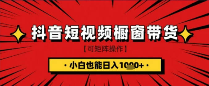 抖音短视频食品橱窗带货，小白轻松上手日入1k+【揭秘】