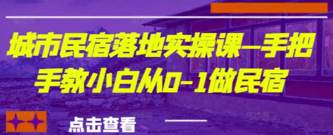大熊-城市民宿落地实操课—手把手教小白从0-1做民宿