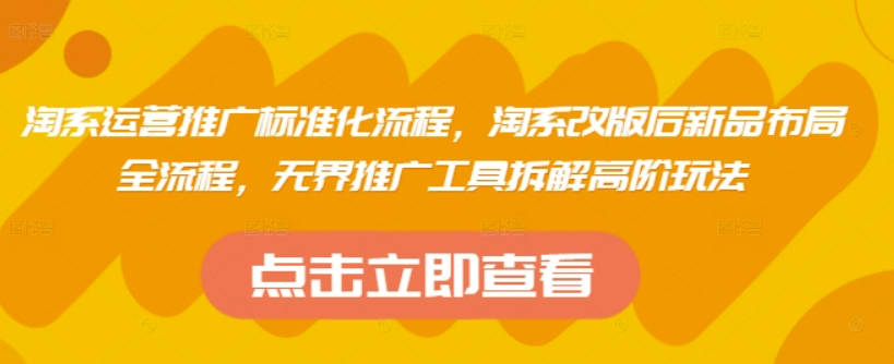 寒冰电商·淘系运营推广标准化流程，淘系改版后新品布局全流程，无界推广工具拆解高阶玩法