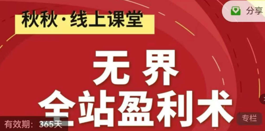 秋秋无界全站盈利术密训22.0，淘系线上精品系列