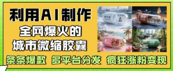 利用AI制作全网爆火的城市微缩胶囊，条条爆款， 多平台分发，疯狂涨粉变现