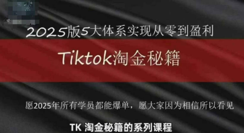 TikTok跨境2025淘金秘籍，2025TikTok从0到盈利变现