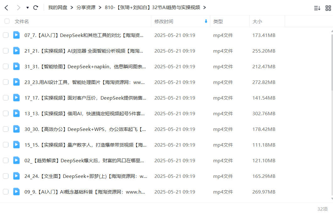【张琦+刘知白】32节AI趋势与实操视频，秒懂AI实操变现 ​轻松起号/爆款视频/批量生图/工作提效