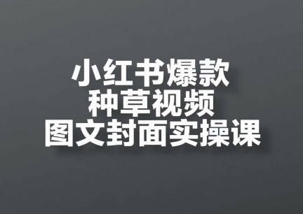 小红书爆款种草视频图文封面实操课，开店、选品、引流、变现全流程