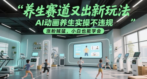 养生赛道又出新玩法，AI动画养生实操不违规，涨粉贼猛，小白也能学会