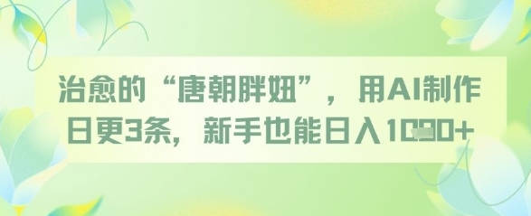 治愈的“唐朝胖妞”，用AI制作日更3条，新手也能日入多张